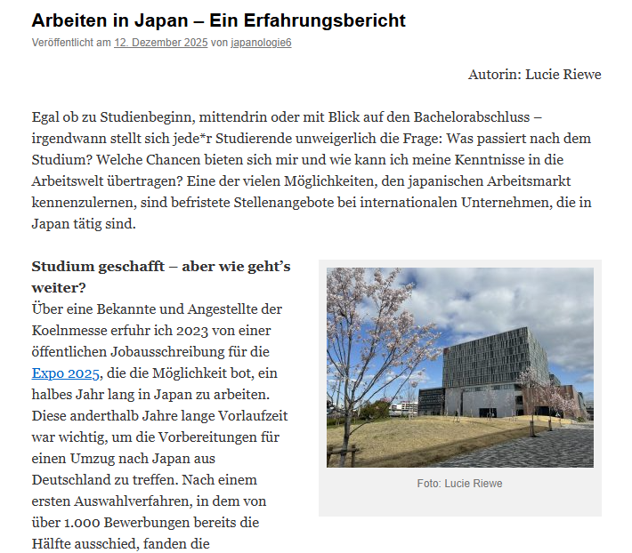 Blogbeitrag für den Blog der Japanologie Köln